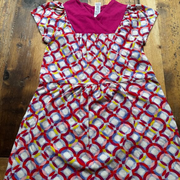 TEA COLLECTION Fuchsia Pink Gray Circle Print Dress Girl's Sz 7 Short Sleeve - Picture 4 of 4